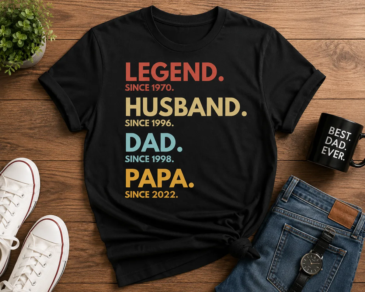 Custom Dad Timeline T-Shirt Personalized Fathers Day Gift For Dad