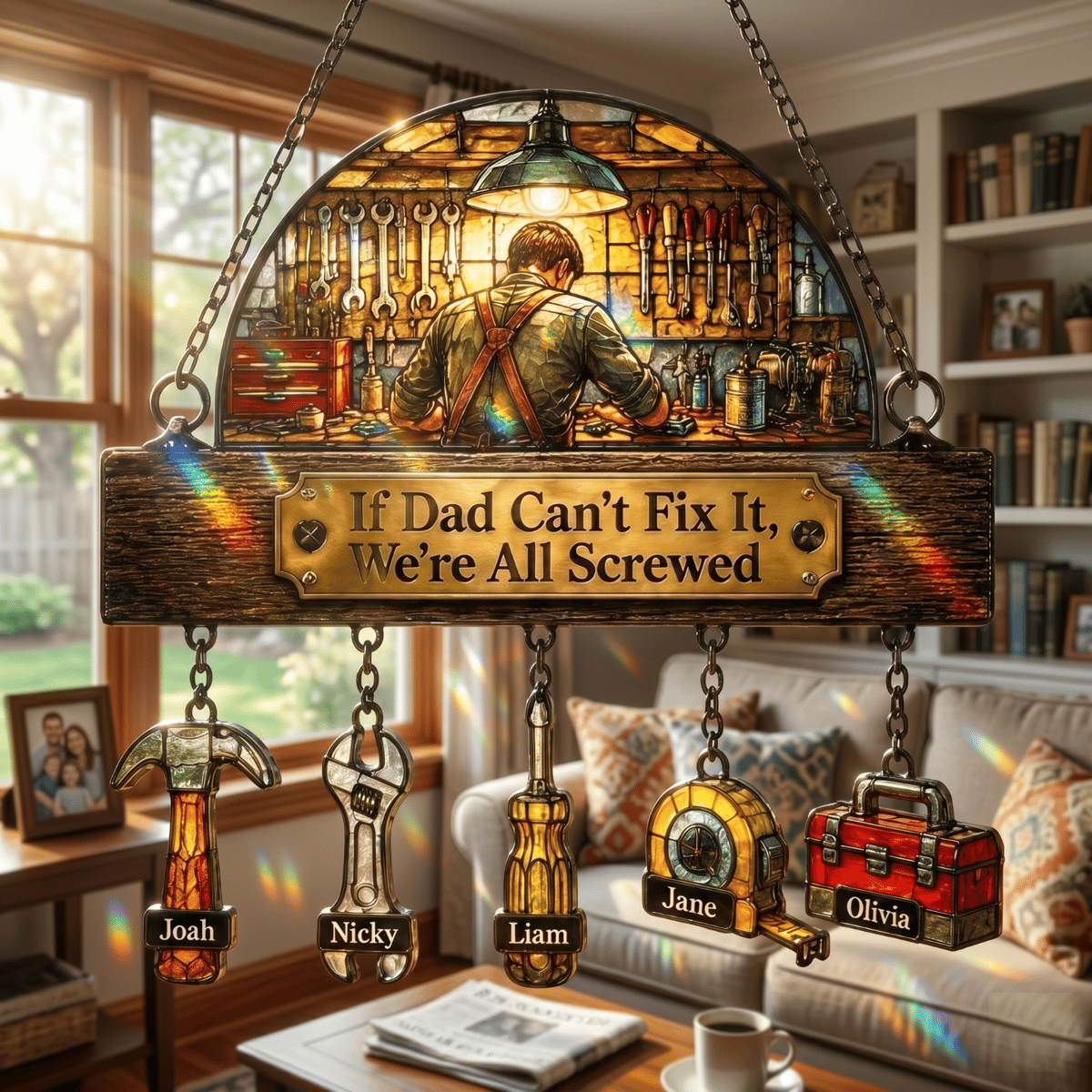 Custom Fix-It Dad Tools Window Suncatcher