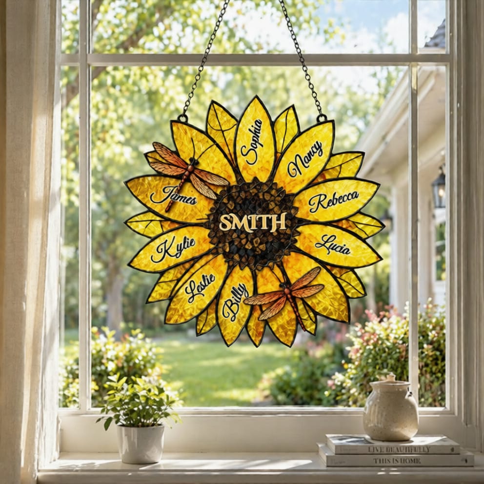 Custom Family Legacy Sunflower Suncatcher