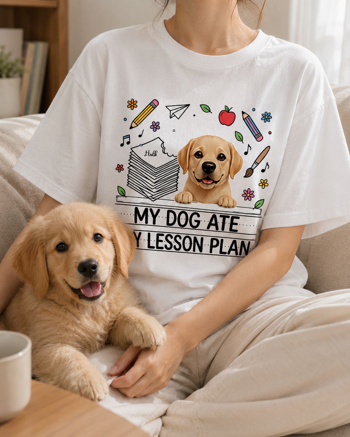 Personalized My Dog Ate My Lesson Plan Custom Teacher Dog Lover T-Shirt