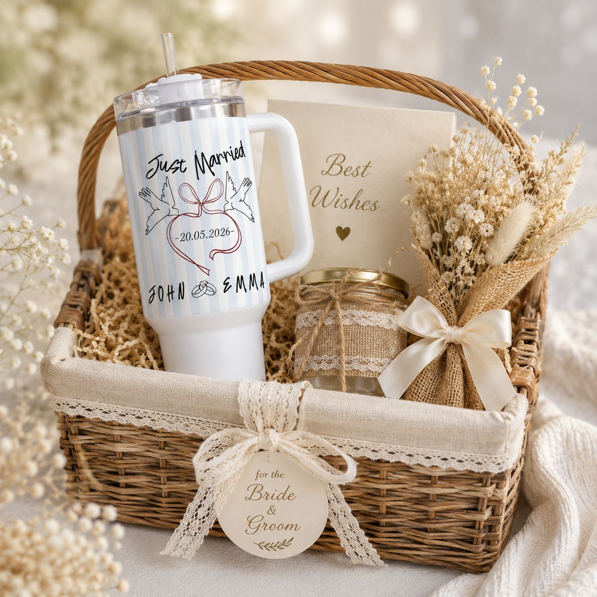 Custom Just Married 40oz Tumbler Wedding Gift