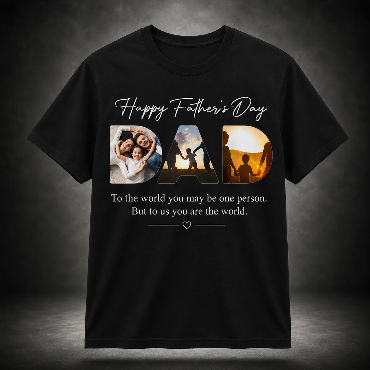 Personalized Father's Day Photo Collage T Shirt – Upload Your Own Photos for Dad