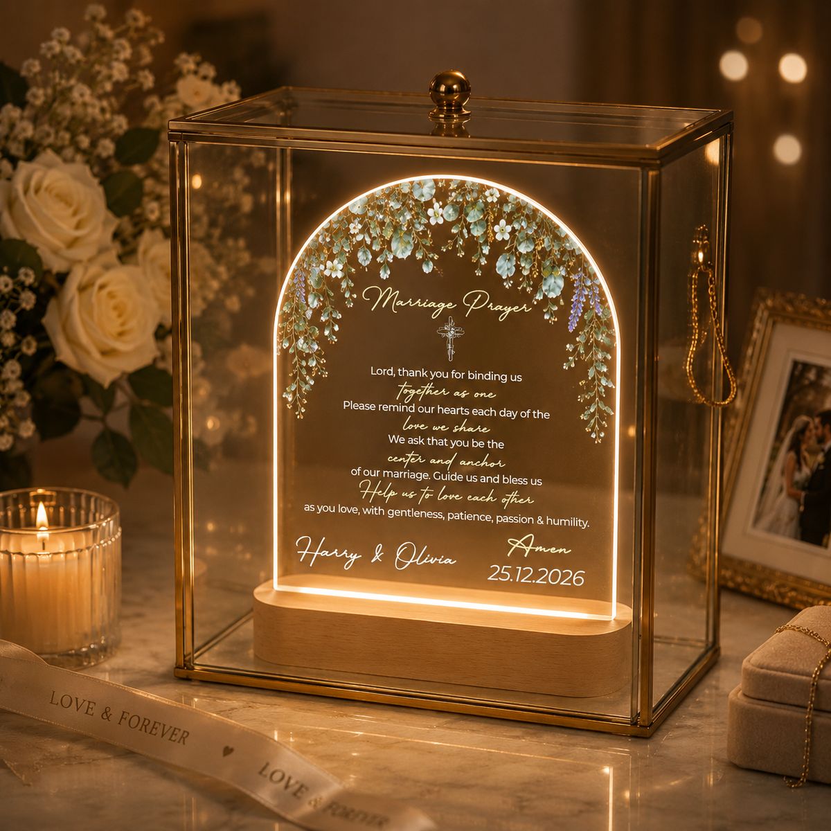 Christian Marriage Prayer LED Night Light Gift For Newlyweds