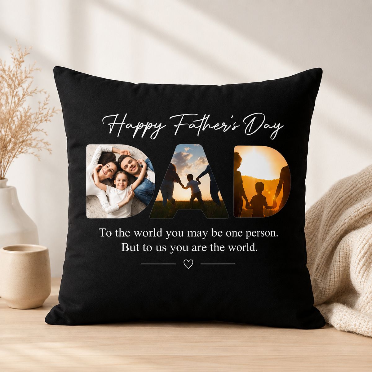 Personalized Picture Pillow for Dad – Upload Your Favorite Family Photos