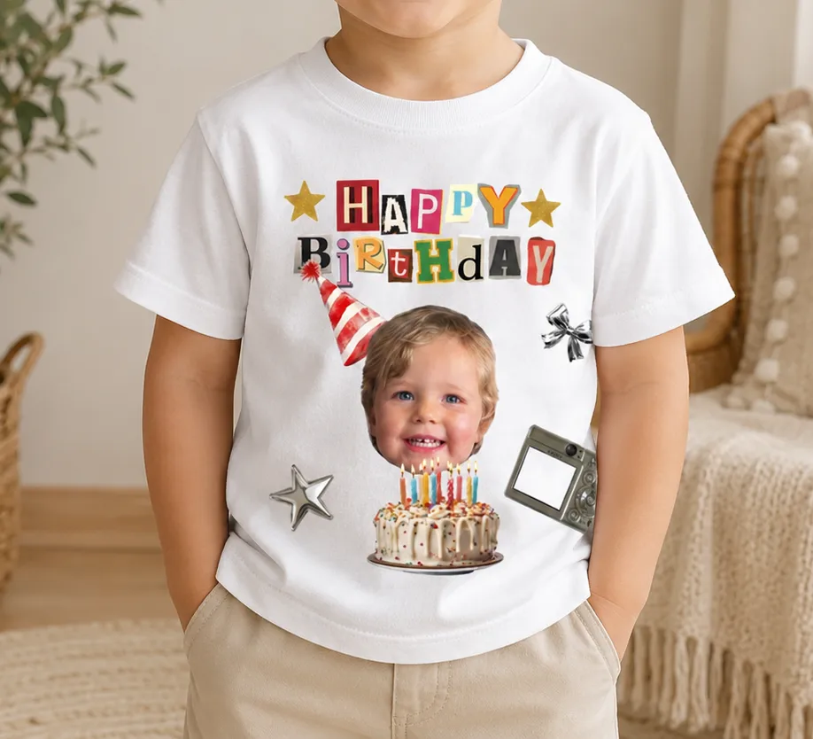 Personalized Happy Birthday Photo T-Shirt Design