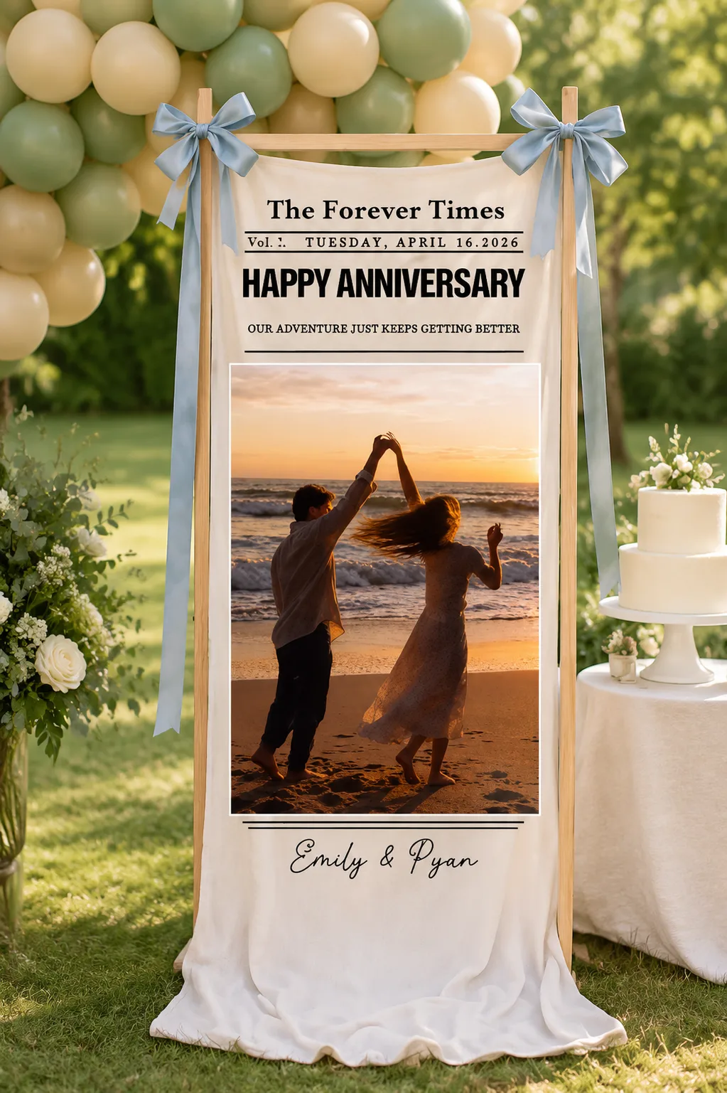 Personalized The Forever Times Wedding Banner