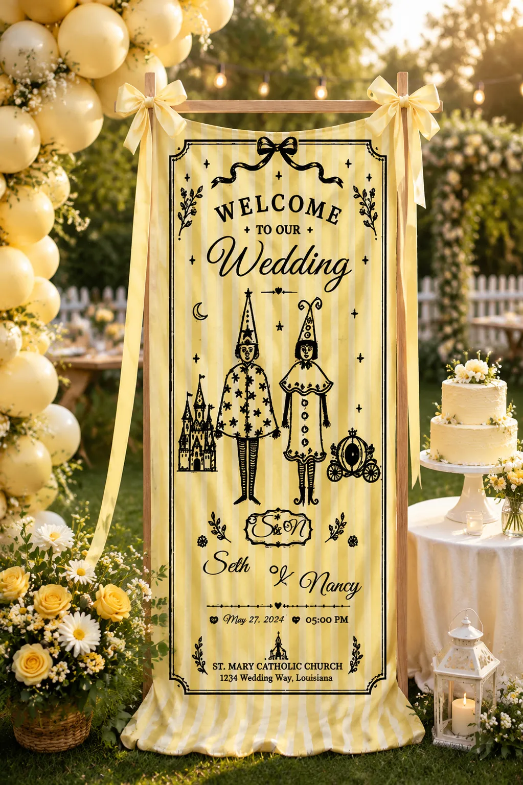 Personalized Wedding Fairytale Story Banner