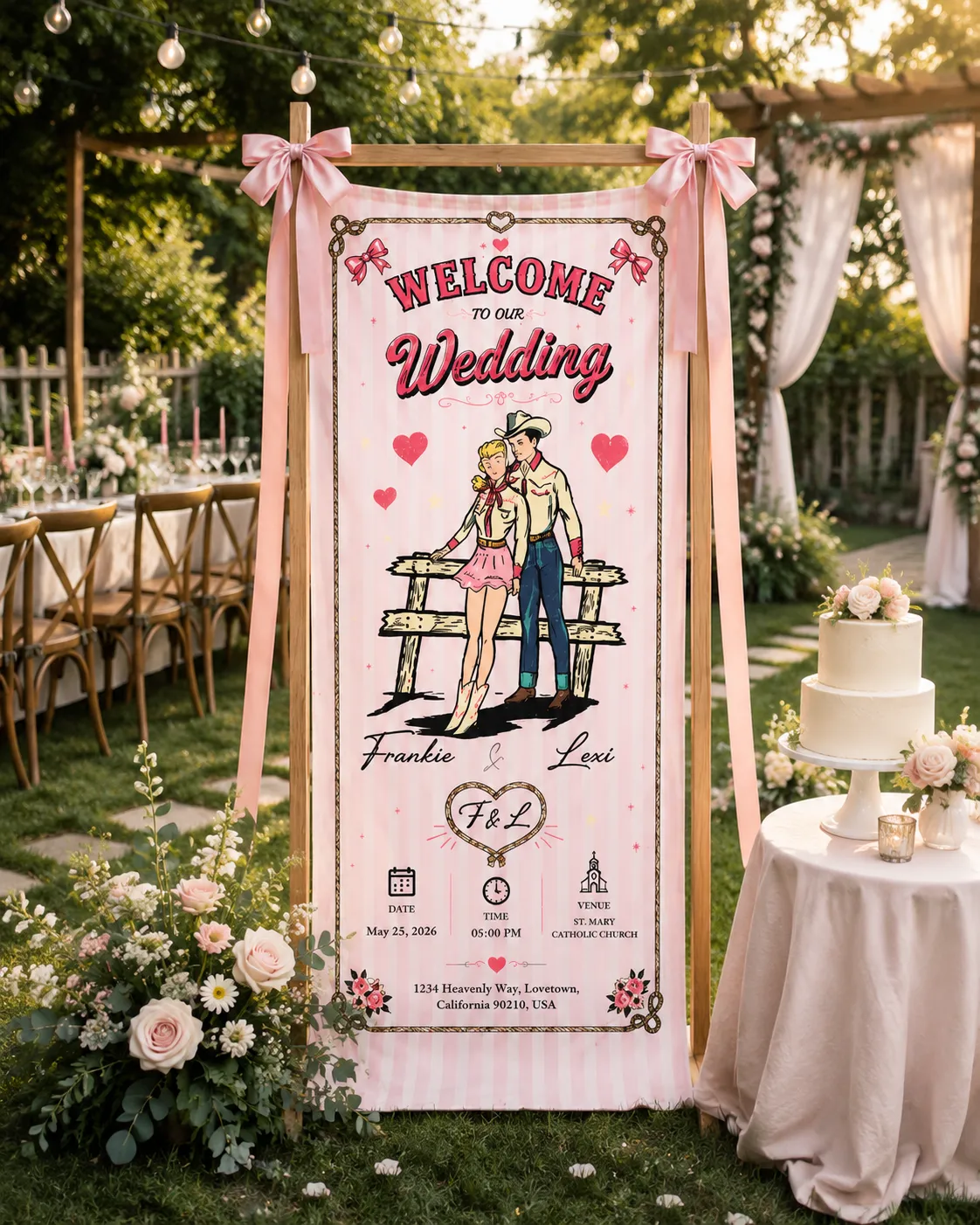 Personalized Wedding Western Cowboy Banner