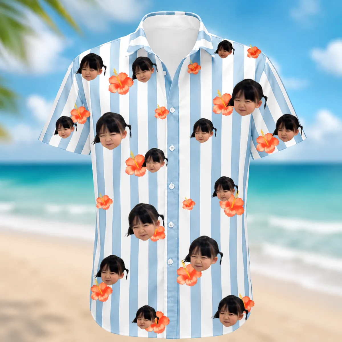 Personalized Face Hawaiian Shirt, Custom Photo Tropical Shirt, Funny Beach Button Up, Vacation Aloha Shirt, Custom Summer Gift for Men & Women