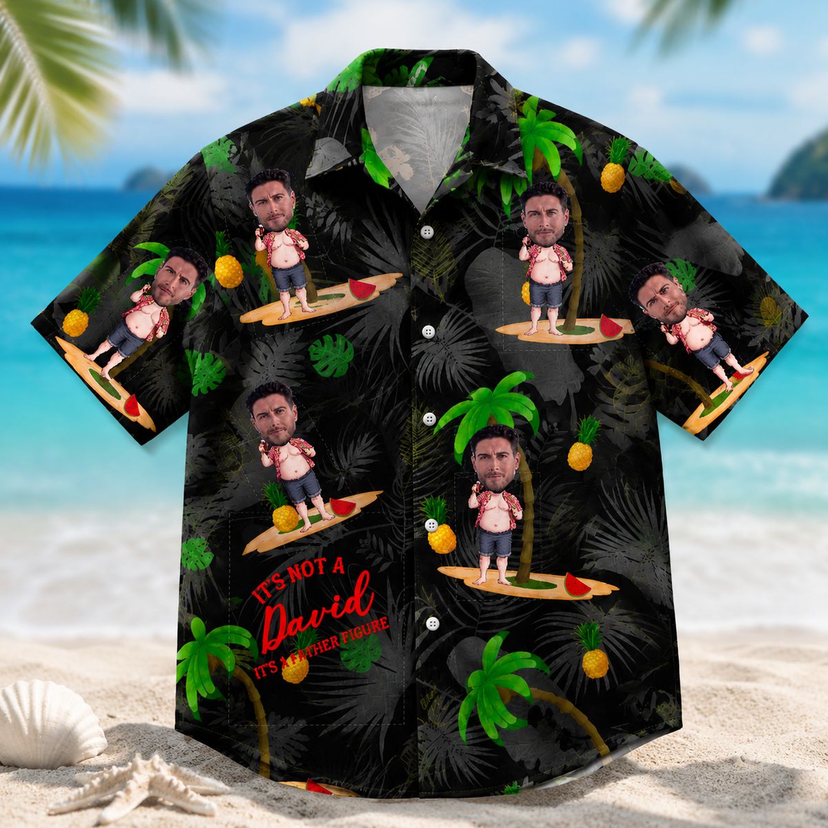 Funny Dad Bod Hawaiian Shirt, Upload Face And Custom Name