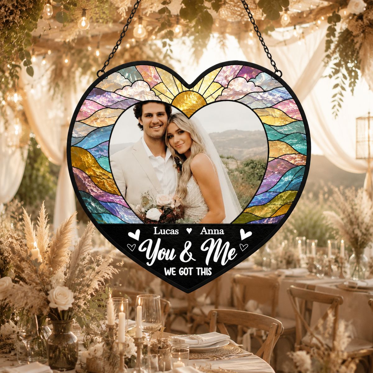 You & Me We Got This Suncatcher, Custom Wedding Couple Photo Gift