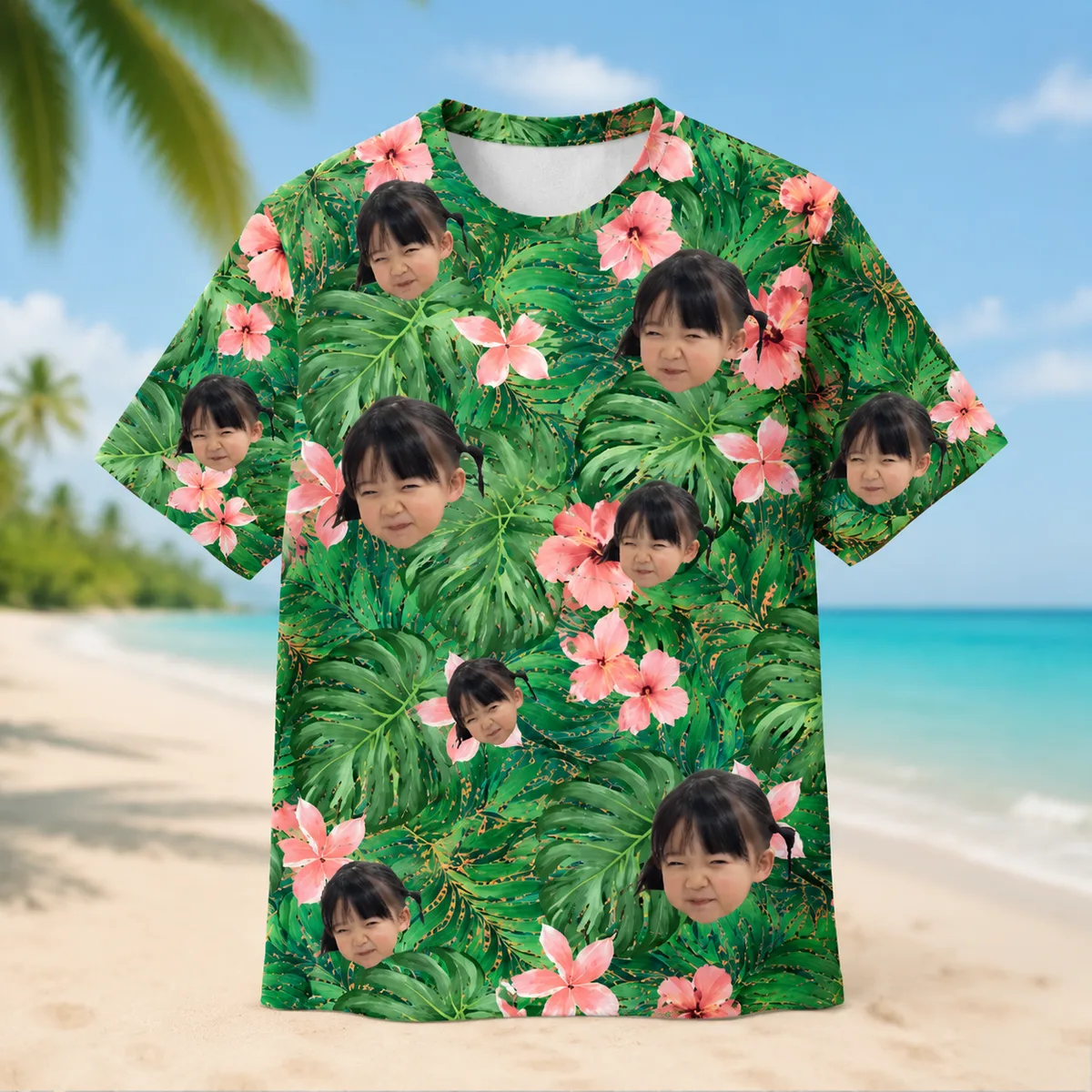Personalized Face Photo T-Shirt, Custom Portrait Vacation Shirt, Funny Tropical Tee, Holiday Photo Shirt, Custom Beach T-Shirt, Summer Travel Gift