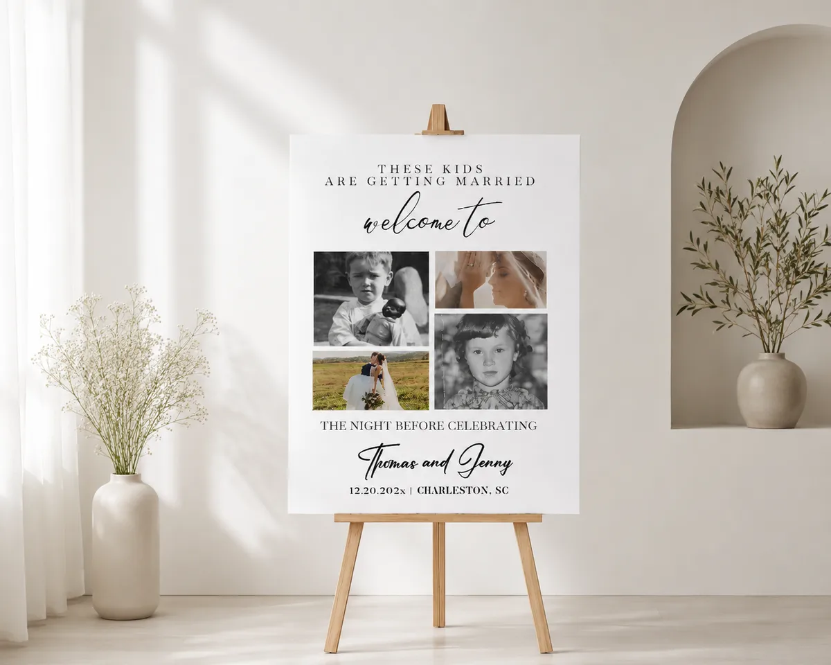 These Kids Are Getting Married Sign, Custom 4 Photo Collage Board