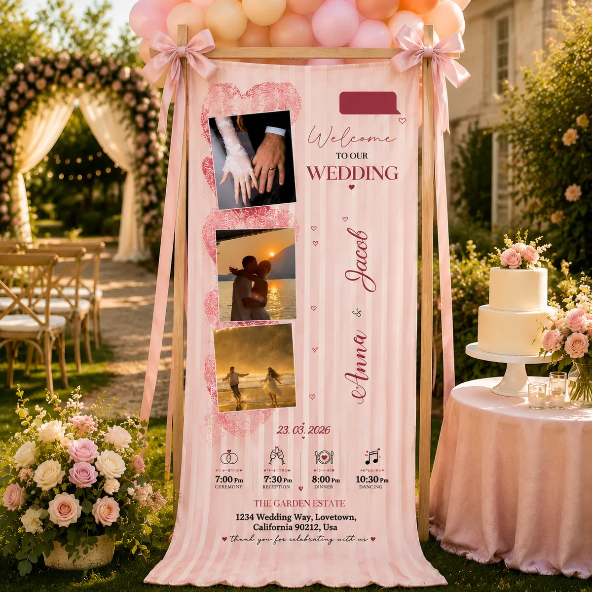 Personalized Wedding Fingerprint Heart Banner