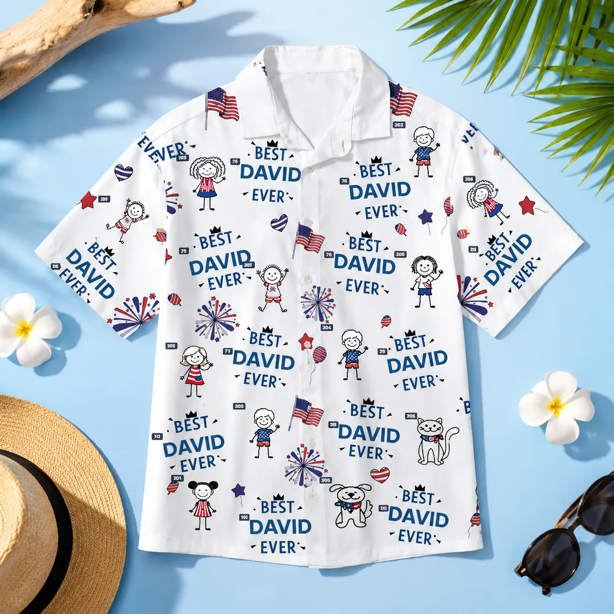Custom Cartoon Kids Hawaiian Shirt - Custom Name Aloha Shirt