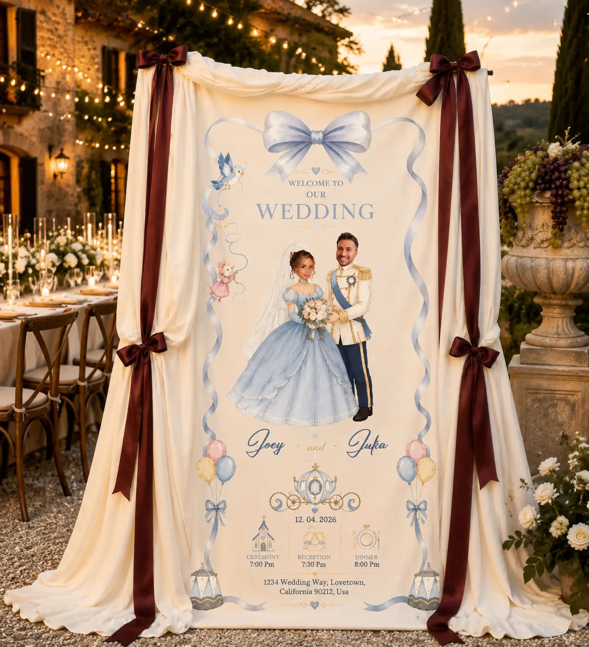 Personalized Wedding "Royal Fairytale" Banner