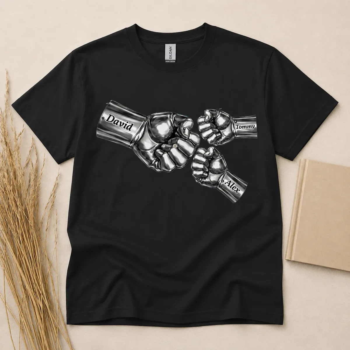 Personalized Family Fist Bump T-Shirt - Custom Dad Name And Kids