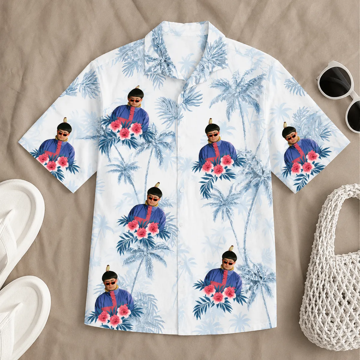 Personalized Face Hawaiian Shirt – Custom Photo Tropical Aloha Shirt, Unique Vacation Matching Outfit Gift for Family