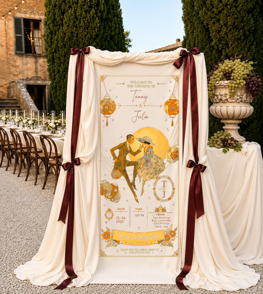 Personalized Wedding "Oriental Deco" Banner