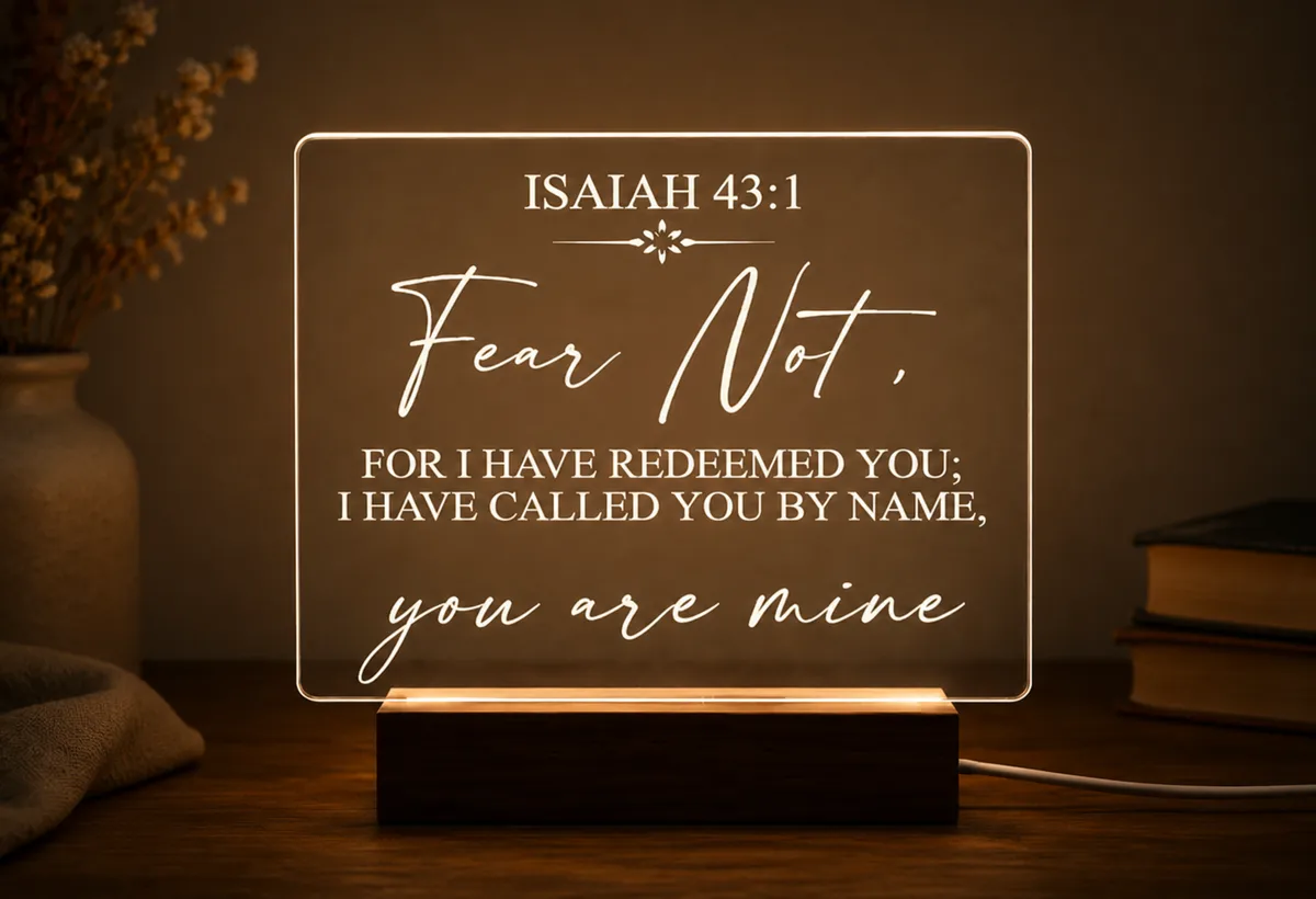 Custom Bible Verse LED Night Light - Meaningful Christian Gift for Her, Personalized Scripture Lamp, Religious Faith Decor for Women