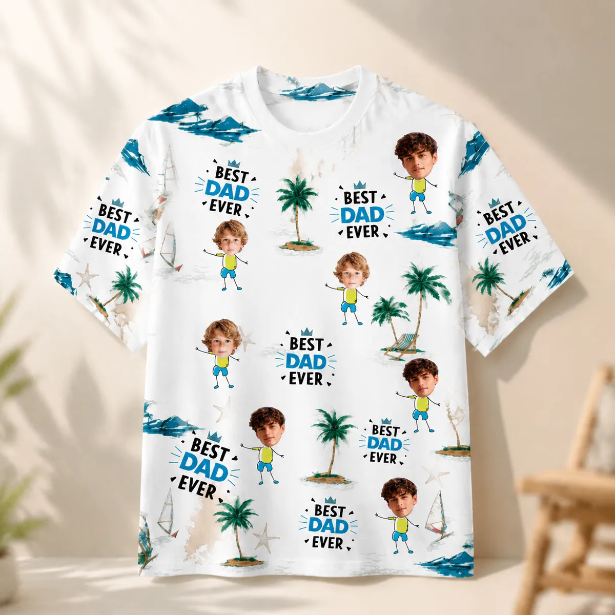 Personalized Best Dad Ever T-Shirt, Custom Face And Name Tee Shirt