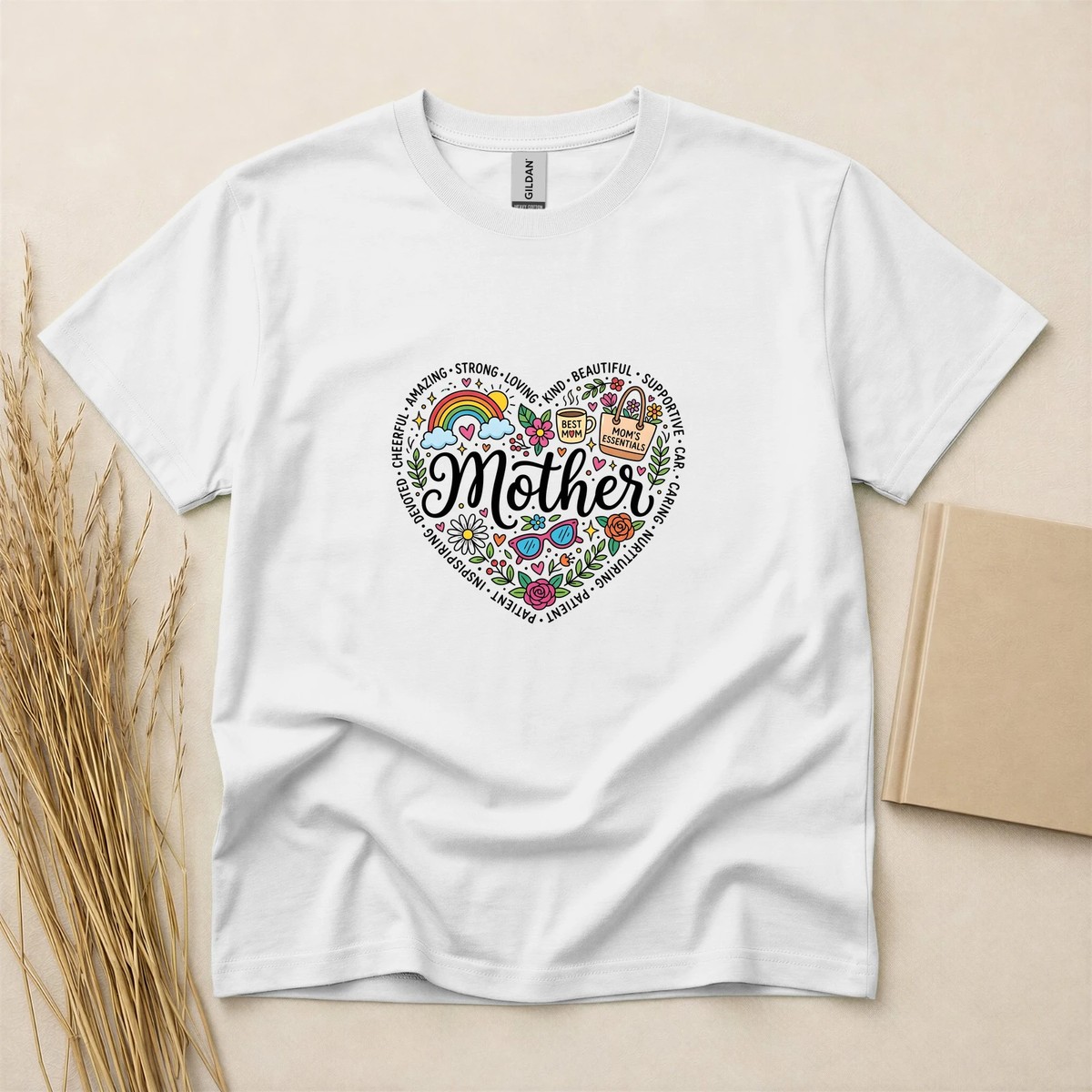 Mother Heart Doodle Art T-Shirt – Colorful Floral Best Mom Graphic Tee