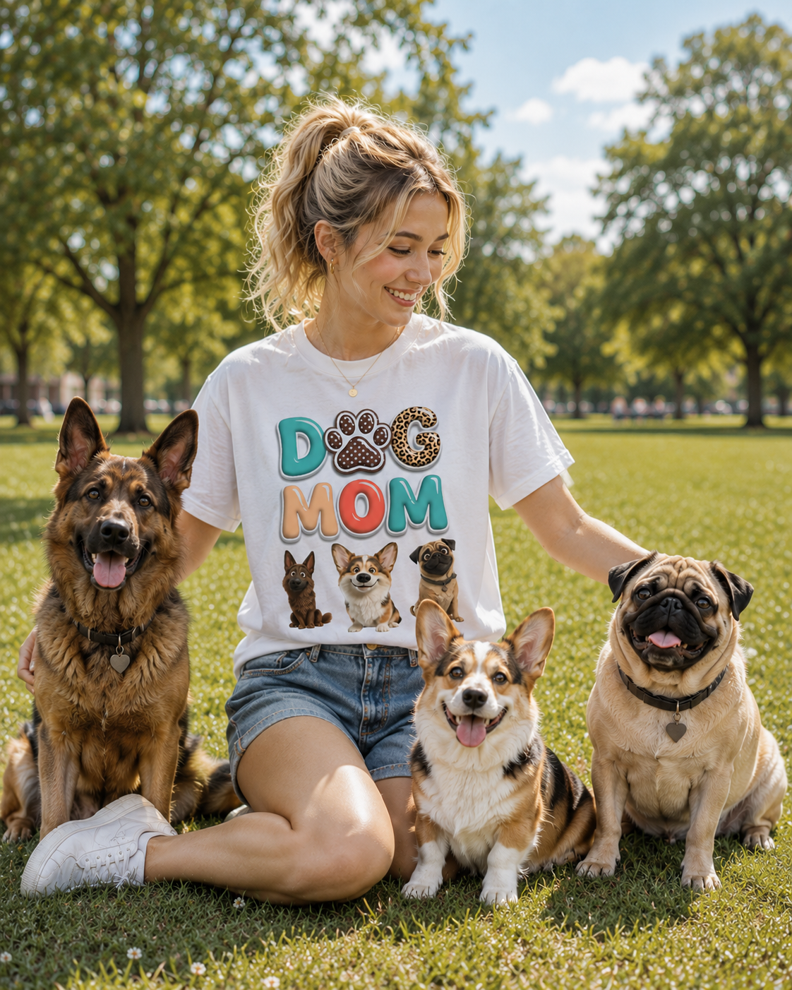 Personalized Dog Mom Custom Pet Family T-Shirt