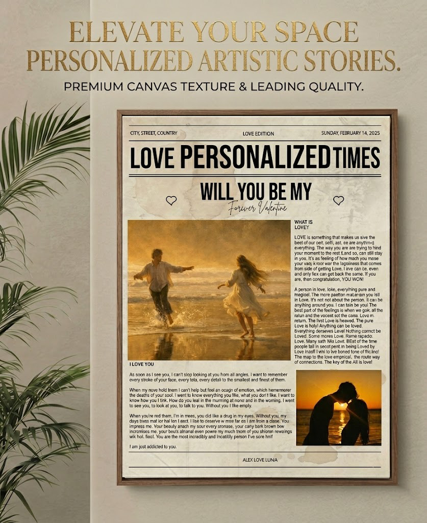 Personalized The Love Times Newspaper Wall Poster