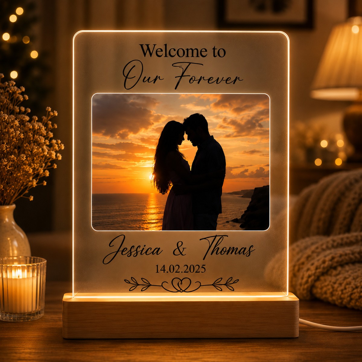 Custom LED Night Light Gift for Couples Personalized Design