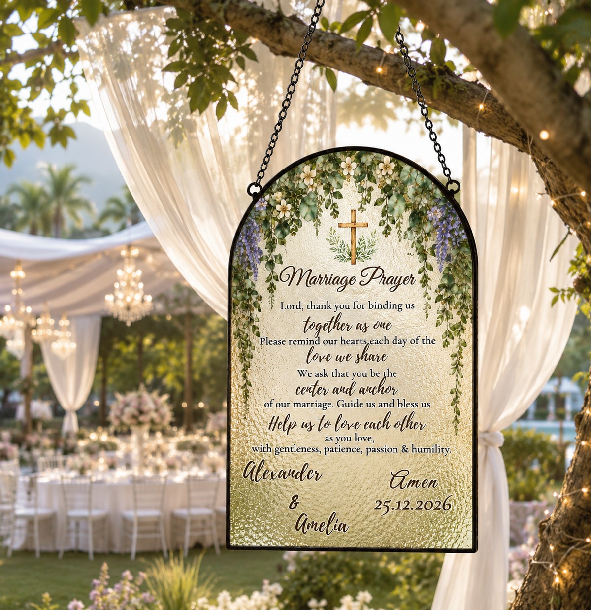 Personalized Christian Marriage Prayer Suncatcher Wedding Gift