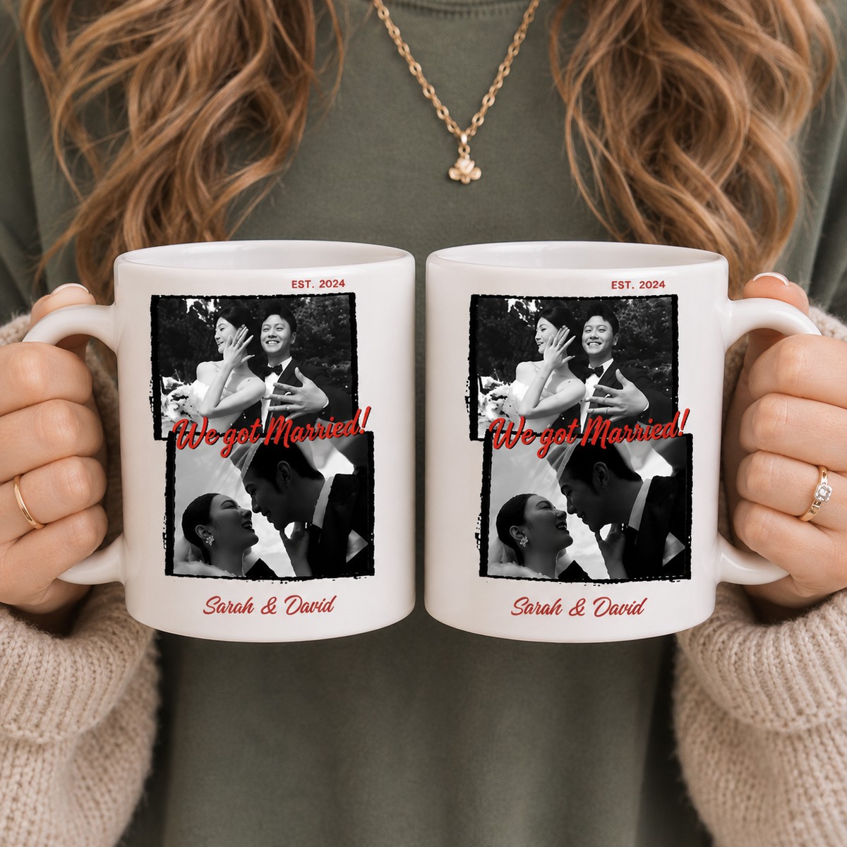 Personalized Couple Photo Mug, Custom Wedding Picture Coffee Mug, Anniversary Gift for Couples, Romantic Photo Mug, Multi-Color Ceramic Mug