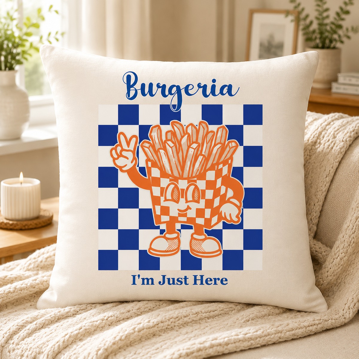 Personalized Custom Burgeria Fries Art Pillow