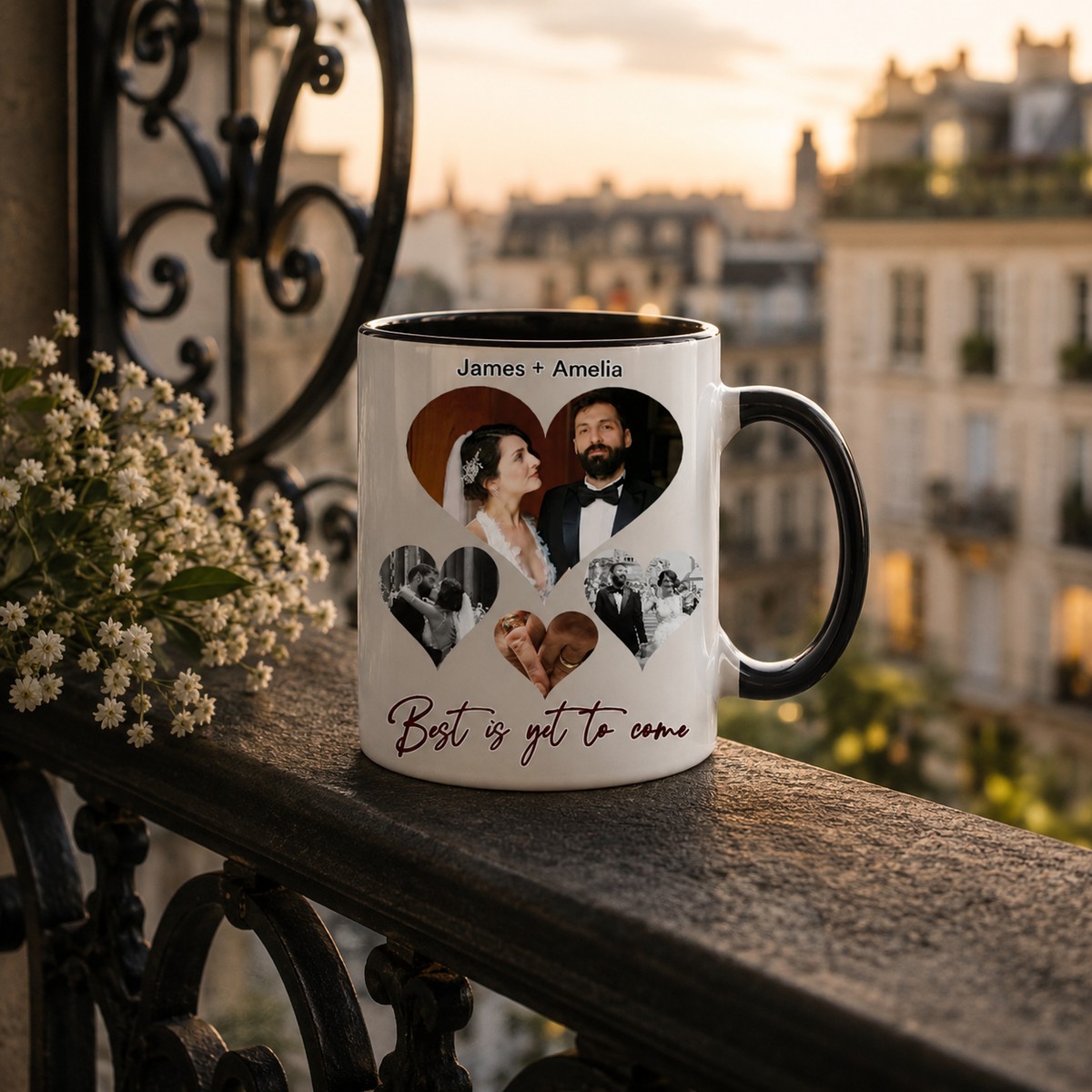 Custom "Best Is Yet To Come" Couple Picture Collage Coffee Mug | Personalized Wedding Gift