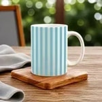 White and Pastel Blue Stripe