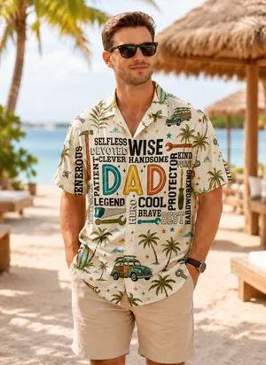 Best Dad Ever Tropical Hawaiian Shirt Fathers Day Gift