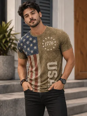 Vintage USA Flag Patriotic Graphic T-Shirt