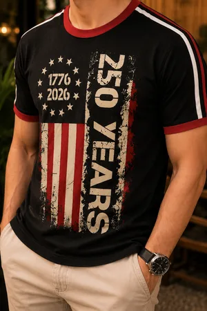 250 Years USA Flag Patriotic Graphic T-Shirt