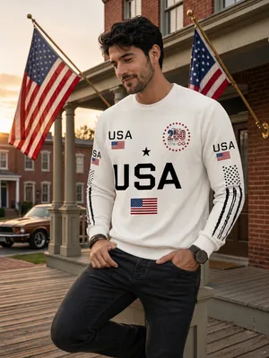 USA 250th Anniversary Patriotic Graphic Sweatshirt
