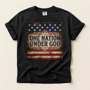 One Nation Under God Rustic American Flag Patriotic T-Shirt