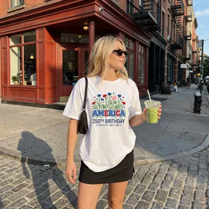 Patriotic Floral America 250 Birthday T-Shirt