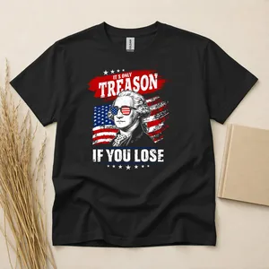 It's Only Treason If You Lose – George Washington Patriotic USA Flag Graphic T-Shirt
