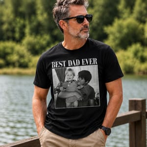 Custom Family Photo Father's Day T-Shirt Personalized Gift for Dad