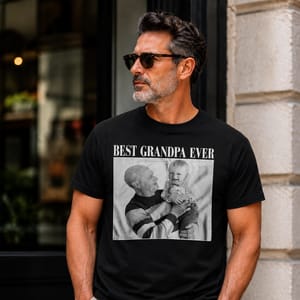 Custom Family Photo Father's Day T-Shirt Personalized Gift for Dad