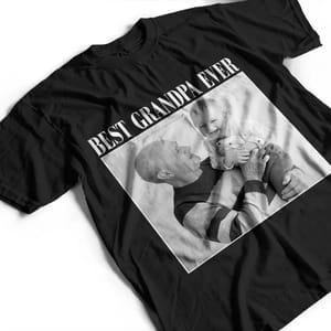 Custom Family Photo Father's Day T-Shirt Personalized Gift for Dad