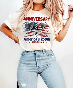 Personalized America’s 250th Anniversary Shirt 2026 – Custom Names Fighter Jet Patriotic T-Shirt, USA 250 Years Celebration Tee, Independence Day Gift
