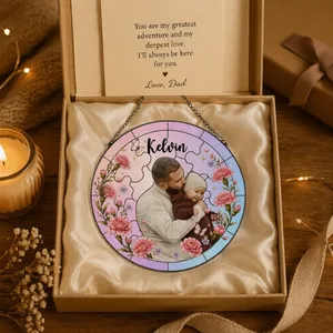 Birth Flower Custom Baby Photo Suncatcher