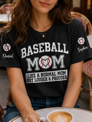 Personalized Baseball Mom Like A Normal Mom But Louder & Prouder Custom Name T-Shirt