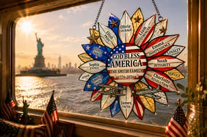 Custom 250th USA Helianthus Family Name Suncatcher