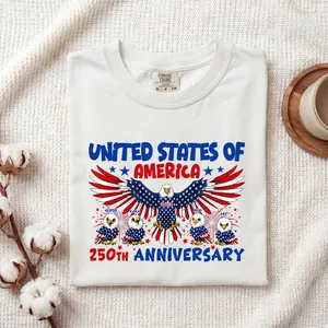 Personalized USA 250th Anniversary Eagle Family Shirt – Custom Names Patriotic Bald Eagle Design – America 250 Celebration Independence Day T-Shirt