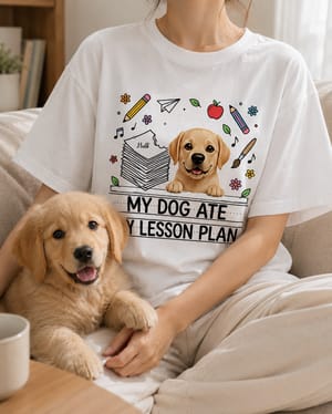 Personalized My Dog Ate My Lesson Plan Custom Teacher Dog Lover T-Shirt